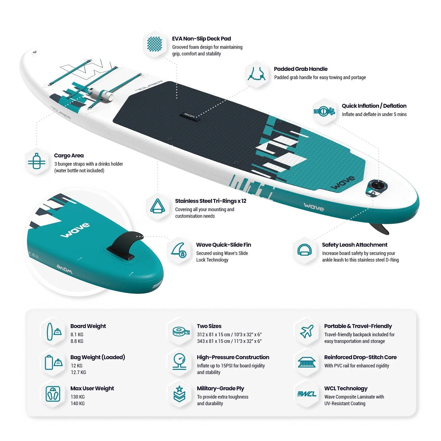 Wave Tourer 2.0 SUP 2 sizes 10'3ft or 11'3ft