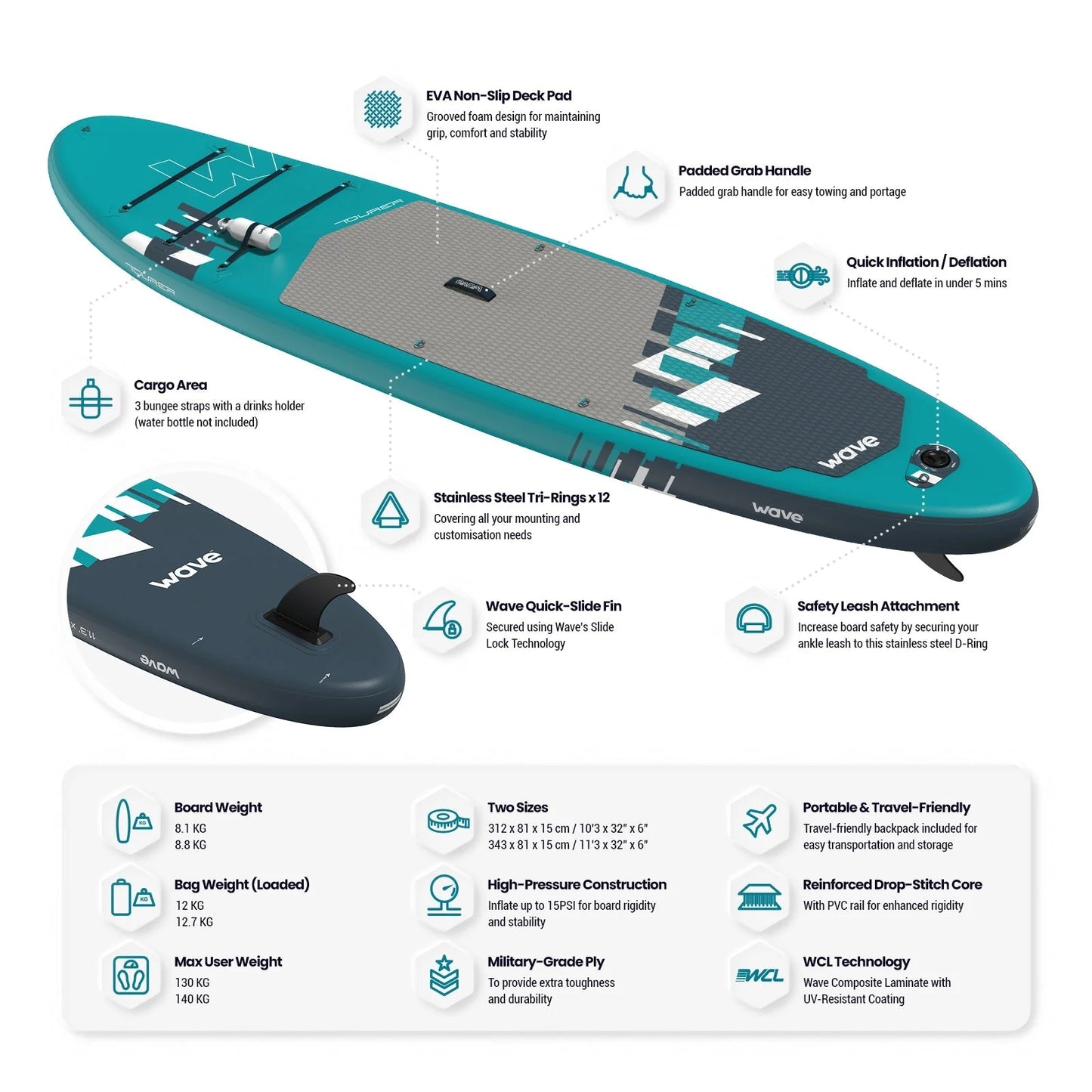 Wave Tourer 2.0 SUP 2 sizes 10'3ft or 11'3ft
